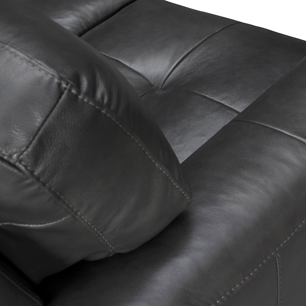 Armen Living Bergen 87" Pewter Genuine Leather Square Arm Sofa - LCBE3PW