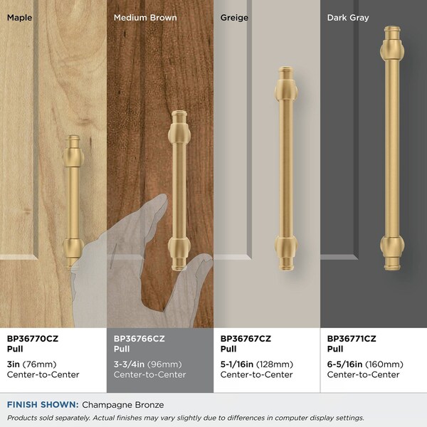 Amerock Winsome 3-3/4 in 96 mm Center-to-Center Champagne Bronze Cabinet Pull - BP36766CZ