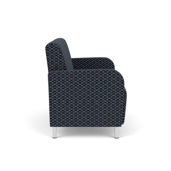 Lesro Siena Lounge Reception 2 Seat Tandem Seating No Center Arm, Brushed Steel, RS Night Sky Upholstery - SN2101