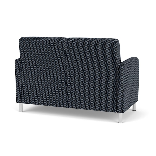 Lesro Siena Lounge Reception 2 Seat Tandem Seating No Center Arm, Brushed Steel, RS Night Sky Upholstery - SN2101