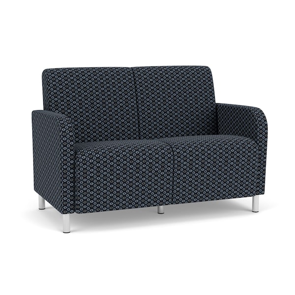 Lesro Siena Lounge Reception 2 Seat Tandem Seating No Center Arm, Brushed Steel, RS Night Sky Upholstery - SN2101