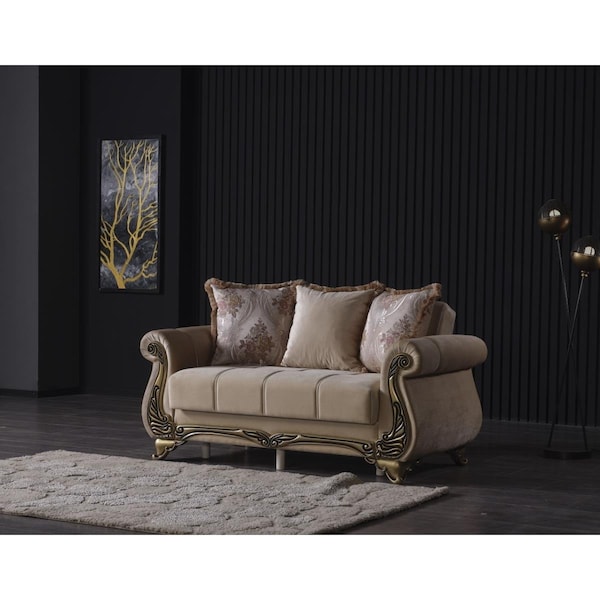 Kd Bufe 33 x 64 x 38 in. Karizma Convertible Loveseat Sleeper, Beige - KD2971420