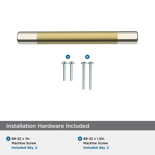 Amerock Esquire 5-1/16 in 128 mm Center-to-Center Polished Nickel/Golden Champagne Cabinet Pull - BP36558PNBBZ