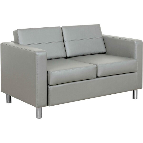 Interion By Global Industrial Interion Antimicrobial Upholstered Leather Loveseat, Gray - 695736GY-AM