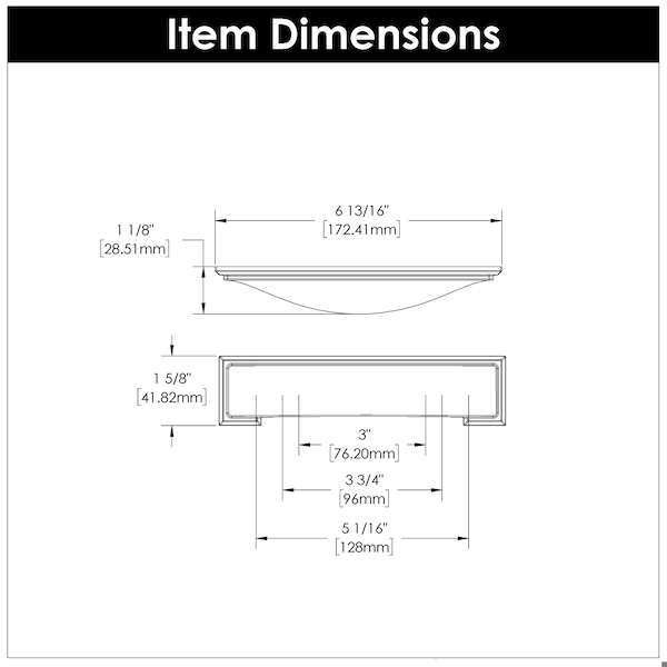 Hickory Hardware Dover Collection Cup Pull 3 Inch, 3-3/4 Inch 96mm & 5-1/16 Inch 128mm - H078775BGB