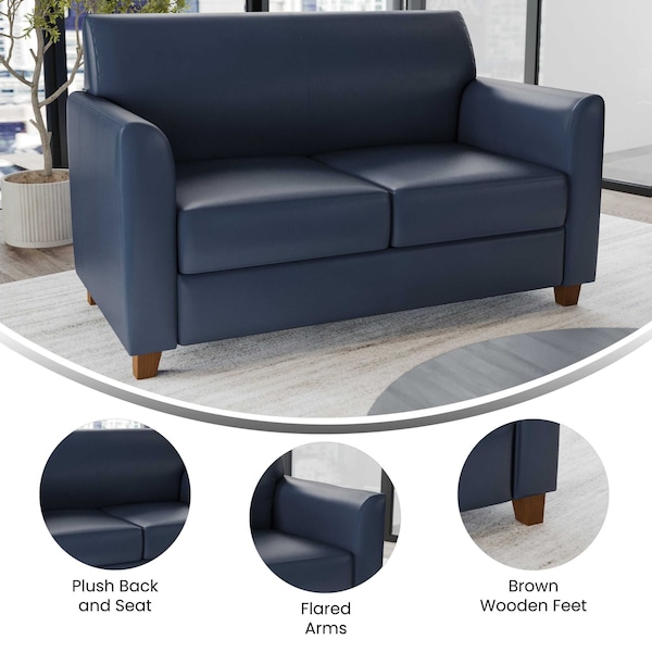 Flash Furniture HERCULES Diplomat Series Navy LeatherSoft Loveseat - BT-827-2-NVY-GG