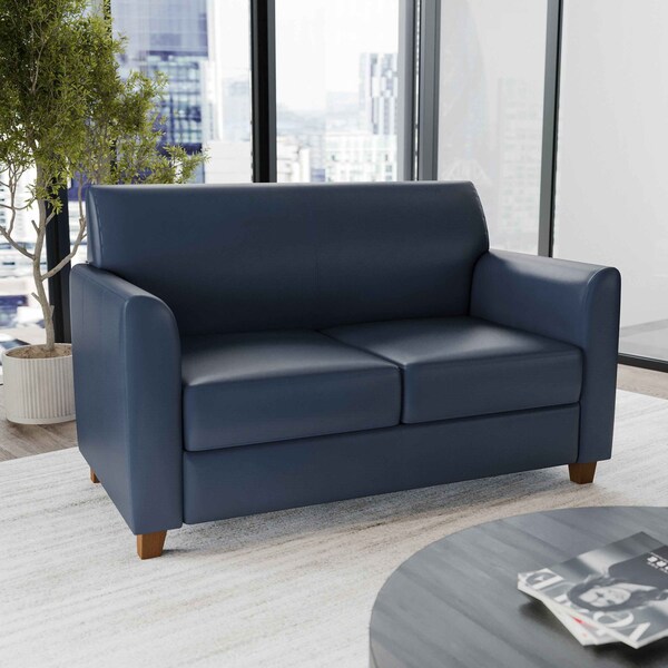 Flash Furniture HERCULES Diplomat Series Navy LeatherSoft Loveseat - BT-827-2-NVY-GG