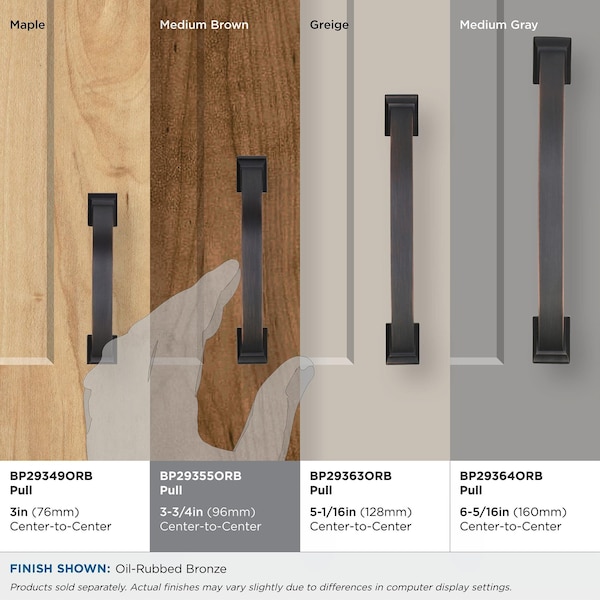 Amerock Candler 3-3/4 in 96 mm Center-to-Center Oil-Rubbed Bronze Cabinet Pull, 10PK - 10PK29355ORB