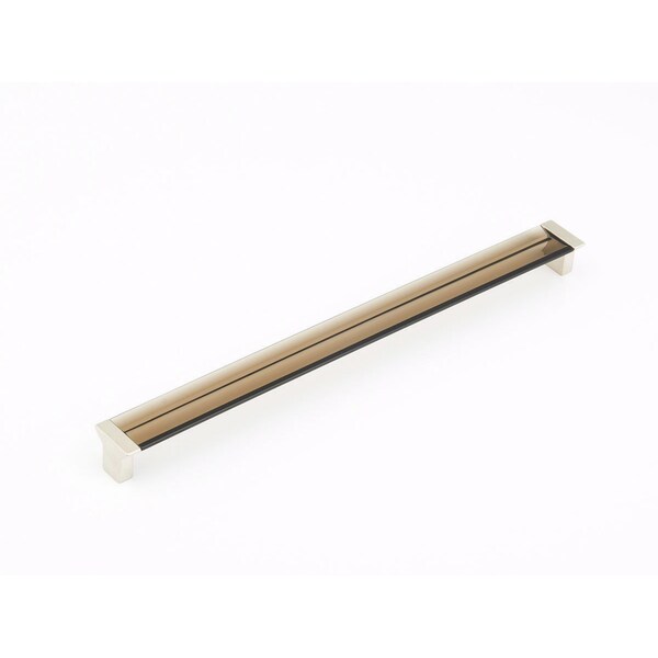 Schaub 12-5/8in Center to Center Positano Smoke Cabinet Pull Satin Nickel Finish - 318-15-SM