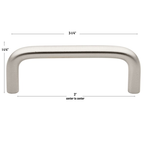Gliderite Hardware 3 in. Center to Center Solid Steel Wire Pull - 5101-SS, 10PK - 5101-SS-10
