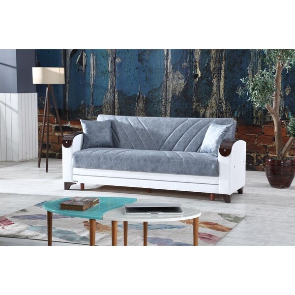 Furnia 35 x 86 x 27 in. Senem Convertible Sleeper Sofa, Grey - HD-SNM-STRZN139-3