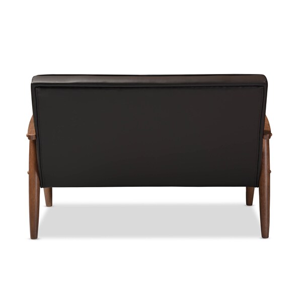 Baxton Studio Sorrento Brown Faux Leather Upholstered Wooden 2-seater Loveseat - 122-6768