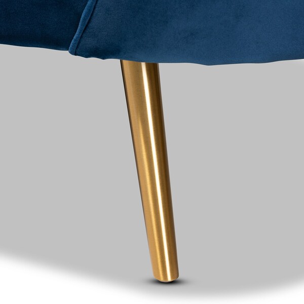 Baxton Studio Kailyn Glam and Luxe Navy Blue Velvet Fabric and Gold Finished Sofa - 174-11023-ZORO
