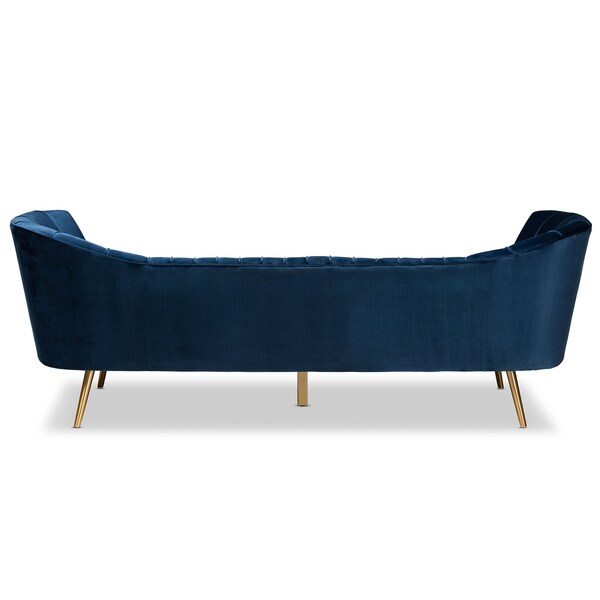 Baxton Studio Kailyn Glam and Luxe Navy Blue Velvet Fabric and Gold Finished Sofa - 174-11023-ZORO
