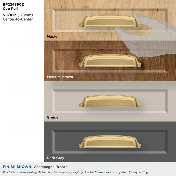 Amerock Stature 5-1/16 in 128 mm Center-to-Center Champagne Bronze Cabinet Cup Pull - BP22439CZ