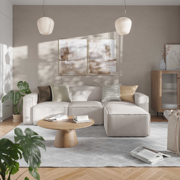 Flash Furniture Bridgetown Luxury Modular Sectional Sofa, Left Side with Arm Rest, Cream - IS-IT2231-LC-CRM-GG