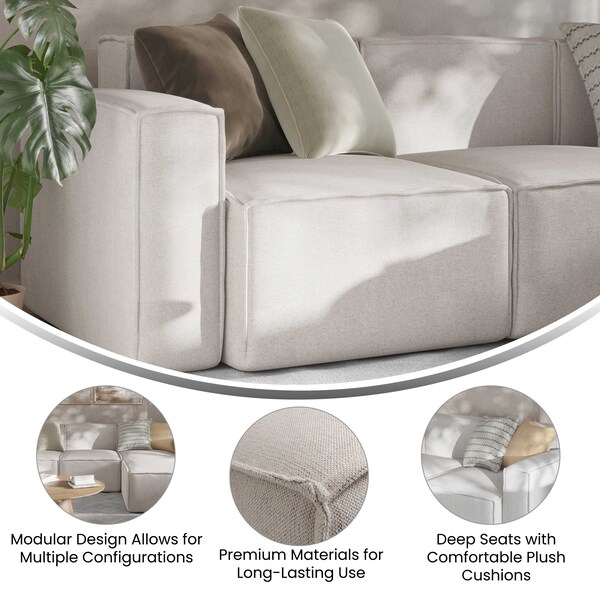 Flash Furniture Bridgetown Luxury Modular Sectional Sofa, Left Side with Arm Rest, Cream - IS-IT2231-LC-CRM-GG