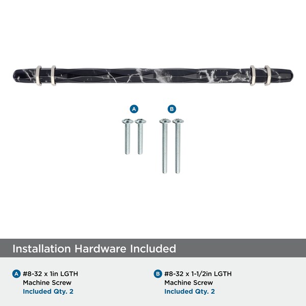 Amerock Carrione 8 inch 203mm Center-to-Center Marble Black/Satin Nickel Cabinet Pull - BP36663MBKG10