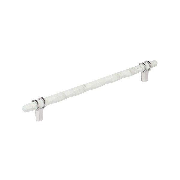 Amerock Carrione 10-1/16 inch 256mm Center-to-Center Marble White/Polished Chrome Cabinet Pull - BP36664MW26