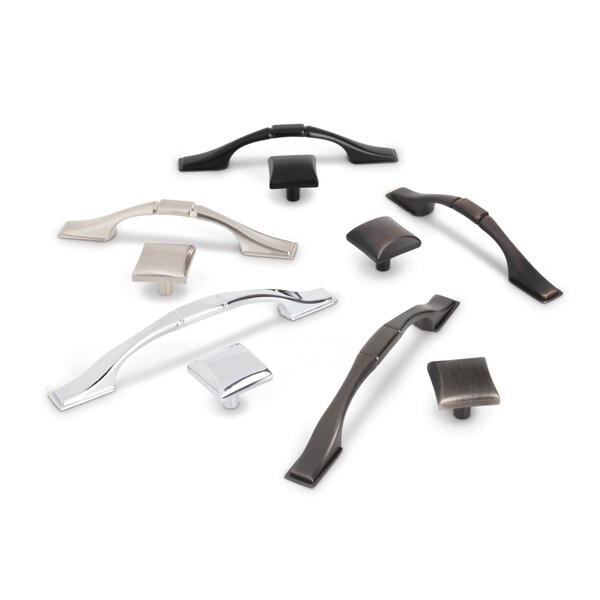 Elements By Hardware Resources 96 mm Center-to-Center Brushed Pewter Square Hammond Cabinet Pull - 937-96BNBDL