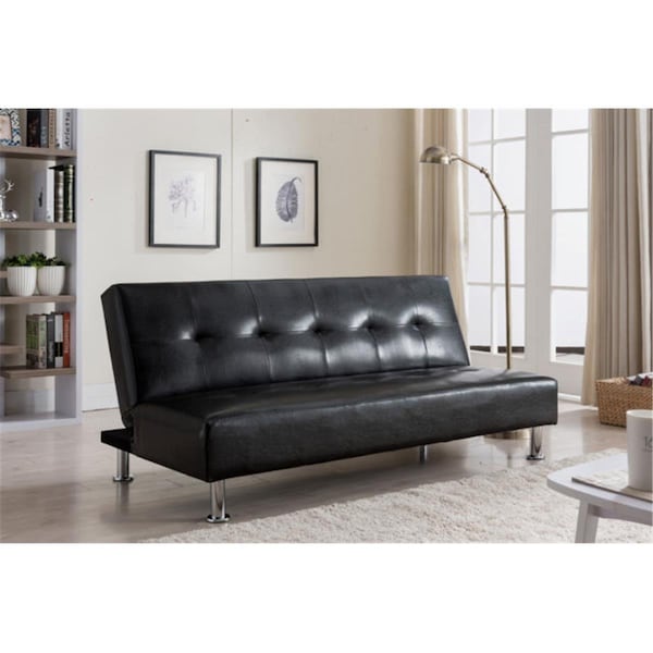Inroom Furniture Designs Black Faux Leather Klik Klak Sofa - S019