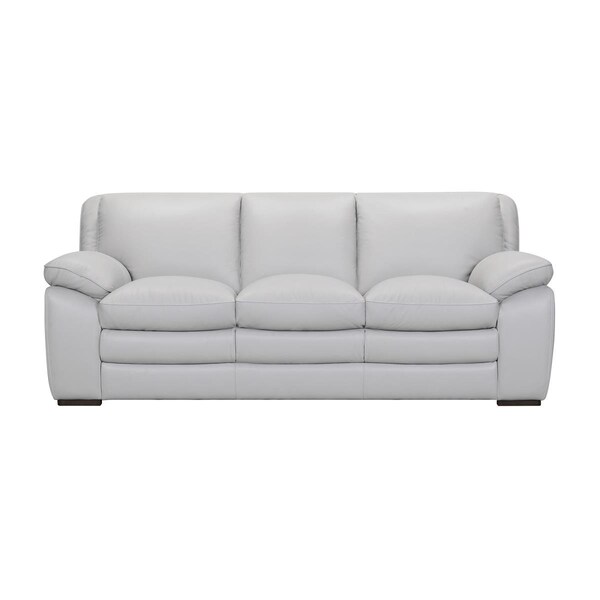 Seatsolutions Zanna Contemporary Sofa in Genuine Leather with Brown Wood Legs, Dove Grey - SE2756383
