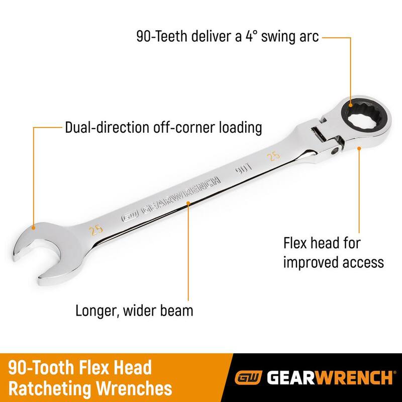 GEARWRENCH 10 mm Metric 90-Tooth Flex Head Combination Ratcheting Wrench - 86710