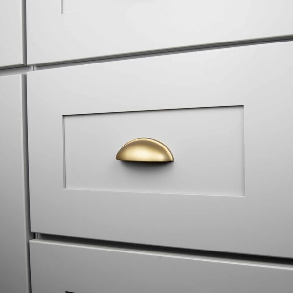 Heritage Designs Transitional Cup Pull 3 Inch Center to Center Brushed Brass Finish, 10PK - R077748BBX10B