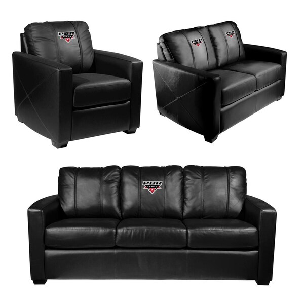 Dreamseat Silver Loveseat with Professional Bull Riders Teams Logo - XZ7759003LSCDBK-PSPBR0001