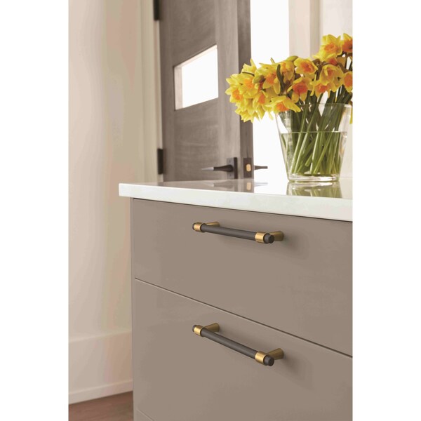 Amerock Mergence 5-1/16 in 128 mm Center-to-Center Matte Black/Champagne Bronze Cabinet Pull - BP36859FBCZ