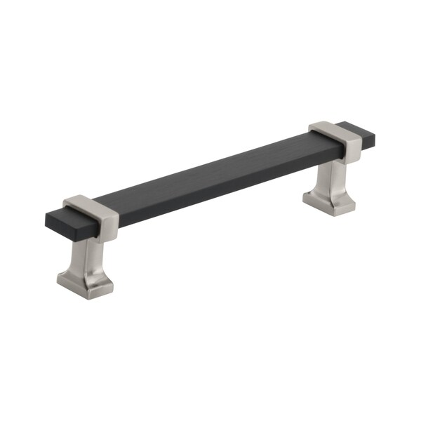 Amerock Overton 5-1/16 in 128 mm Center-to-Center Brushed Matte Black/Satin Nickel Cabinet Pull - BP36682BMBG10