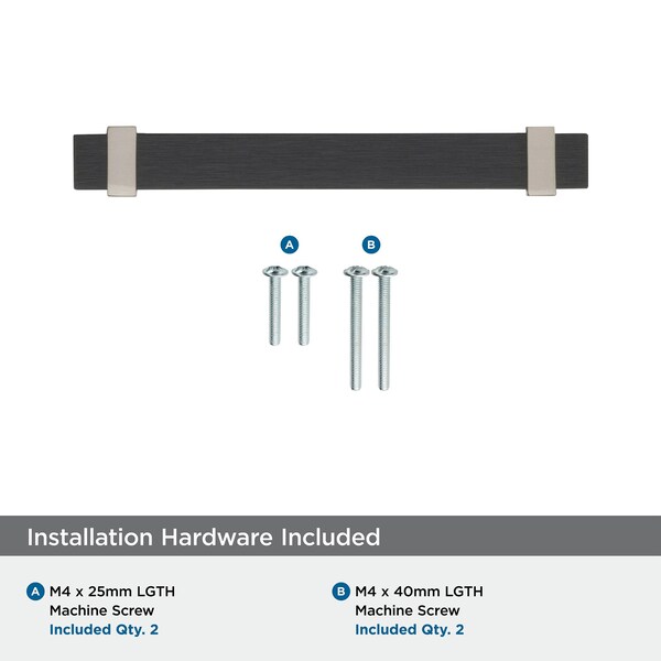 Amerock Overton 5-1/16 in 128 mm Center-to-Center Brushed Matte Black/Satin Nickel Cabinet Pull - BP36682BMBG10