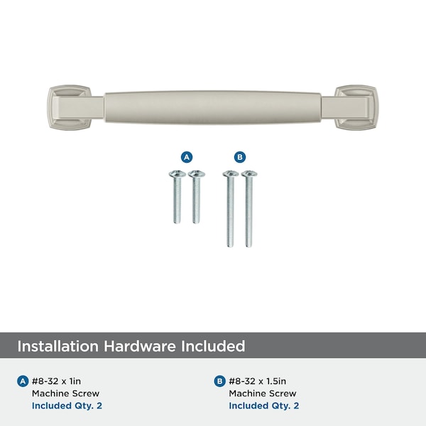 Amerock Stature 5-1/16 in 128 mm Center-to-Center Satin Nickel Cabinet Pull - BP36888G10