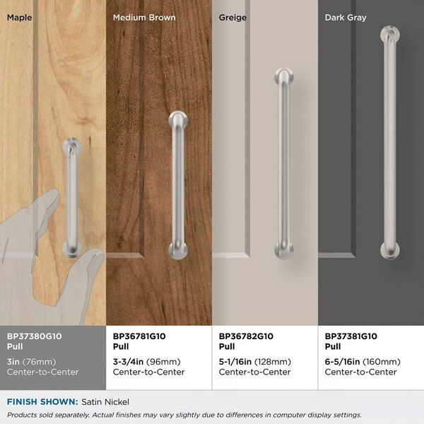 Amerock Factor 3 inch 76mm Center-to-Center Satin Nickel Cabinet Pull - BP37380G10