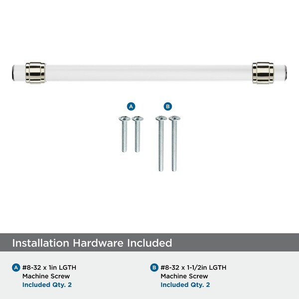 Amerock Glacio 8 inch 203mm Center-to-Center Clear/Polished Nickel Cabinet Pull - BP36661CPN