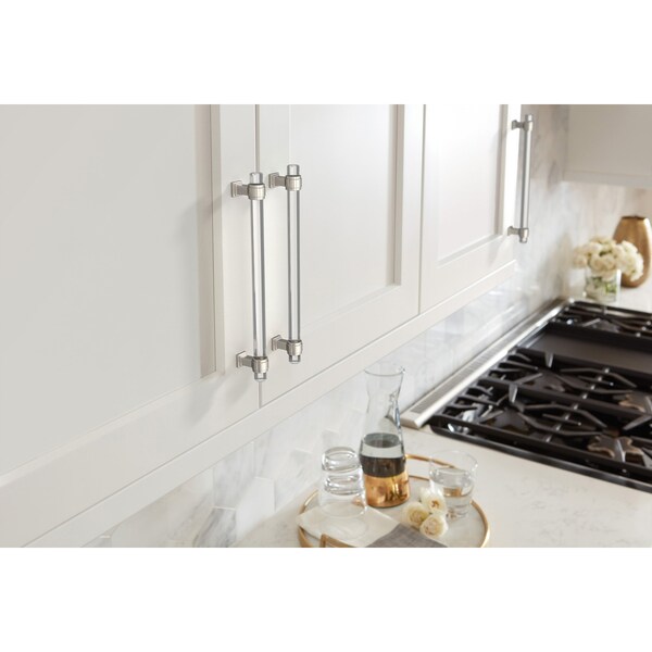Amerock Glacio 8 inch 203mm Center-to-Center Clear/Polished Nickel Cabinet Pull - BP36661CPN