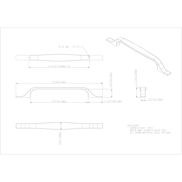 Elements By Hardware Resources 160 mm Center-to-Center Polished Chrome Square Cosgrove Cabinet Pull - 382-160PC
