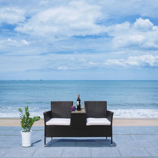 Safavieh Viora Loveseat; Black & White - PAT7710A