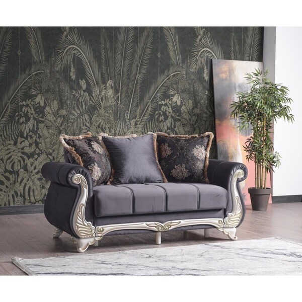 Kd Bufe 33 x 64 x 38 in. Karizma Convertible Loveseat Sleeper, Anthracite - KD2982257