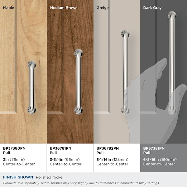 Amerock Factor 6-5/16 inch 160mm Center-to-Center Polished Nickel Cabinet Pull - BP37381PN