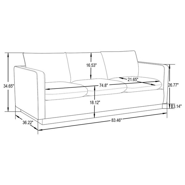 Leisuremod Nervo Upholstered Leather Sofa with Gold Frame, Cognac Tan - NS83BR-L