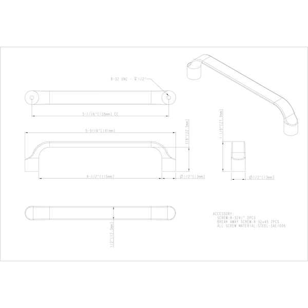 Elements By Hardware Resources 128 mm Center-to-Center Brushed Oil Rubbed Bronze Brenton Cabinet Pull - 239-128DBAC