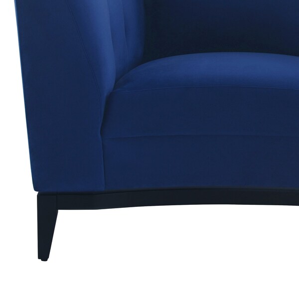 Armen Living Melange Blue Velvet Upholstered Accent Chair with Black Wood Base - LCMG1BLUE