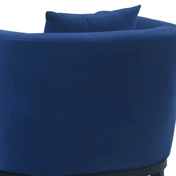 Armen Living Melange Blue Velvet Upholstered Accent Chair with Black Wood Base - LCMG1BLUE