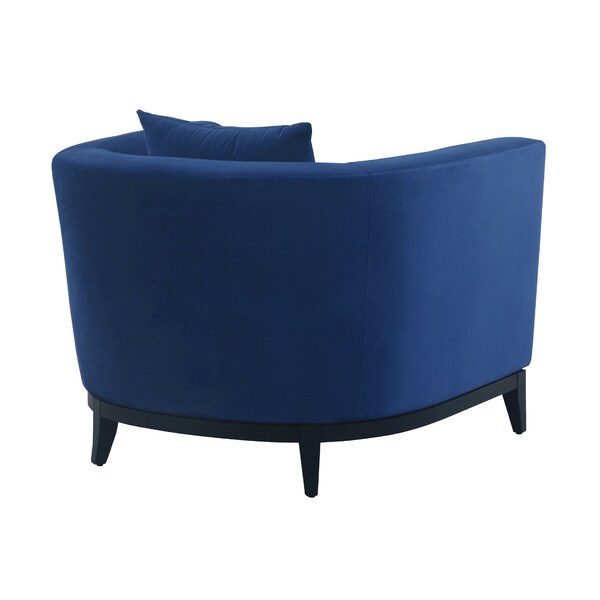 Armen Living Melange Blue Velvet Upholstered Accent Chair with Black Wood Base - LCMG1BLUE