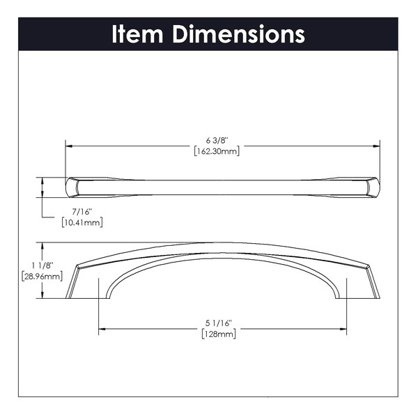 Hickory Hardware Greenwich Collection Pull 5-1/16 Inch 128mm Center to Center Matte Black Finish - P3371-MB