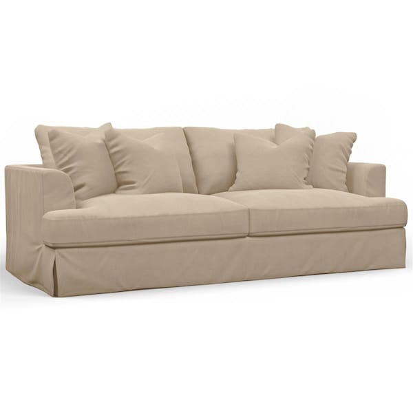 Sunset Trading 94 in. Newport Slipcovered Recessed Fin Arm Sofa Tan - SY-130000-391084