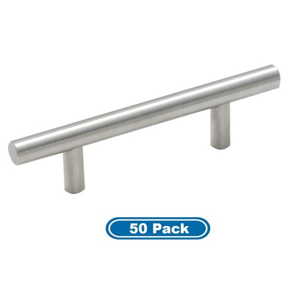 Amerock Carbon Steel Bar Pulls Cabinet Pulls Sterling Nickel - BP19010CSG9-50PACK