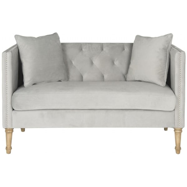 Safavieh Sarah Tufted Settee with Pillows- Grey - 31.5 x 28.75 x 53 in. - FOX6206B