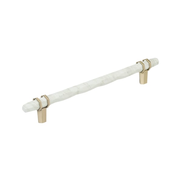 Amerock Carrione 8 inch 203mm Center-to-Center Marble White/Golden Champagne Cabinet Pull - BP36663MWBBZ